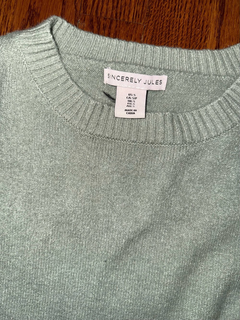 Sincerely Jules Mint Crewneck Sweater with Checkered Sleeves - Picture 2 of 4